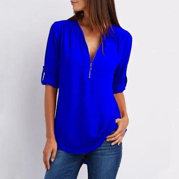 Kiera - Elegante Blouse met 3/4 Mouwen en Rits