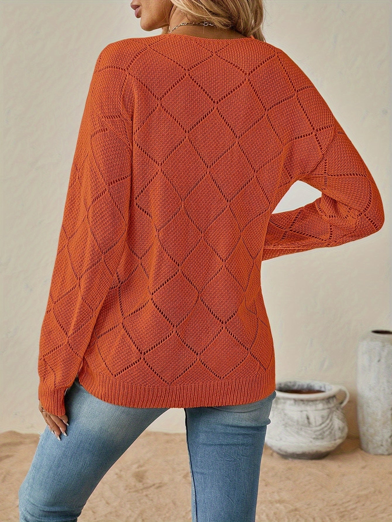 Geruite V-Hals Sweater