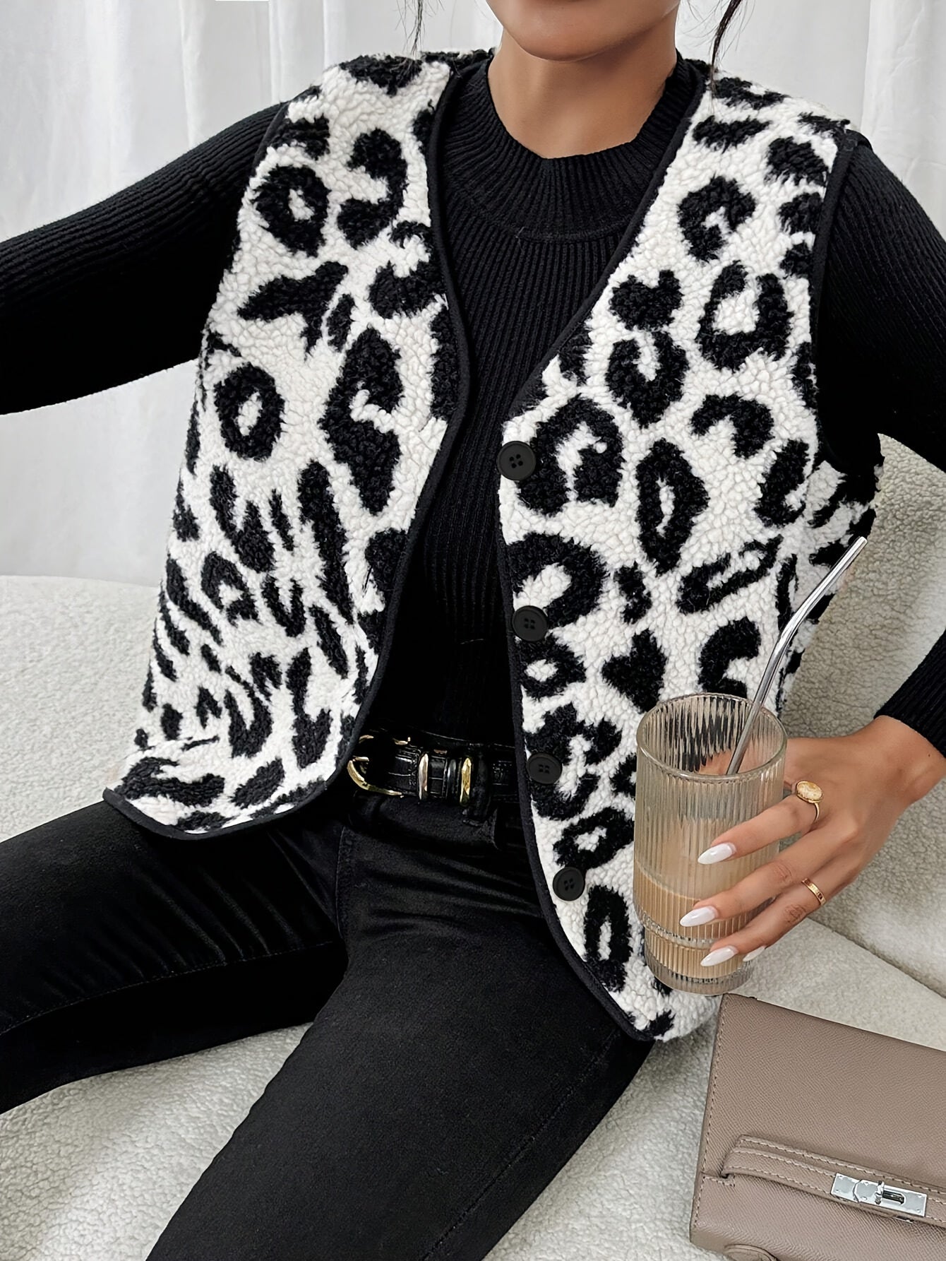 Mouwloos Vest Met Luipaard Print