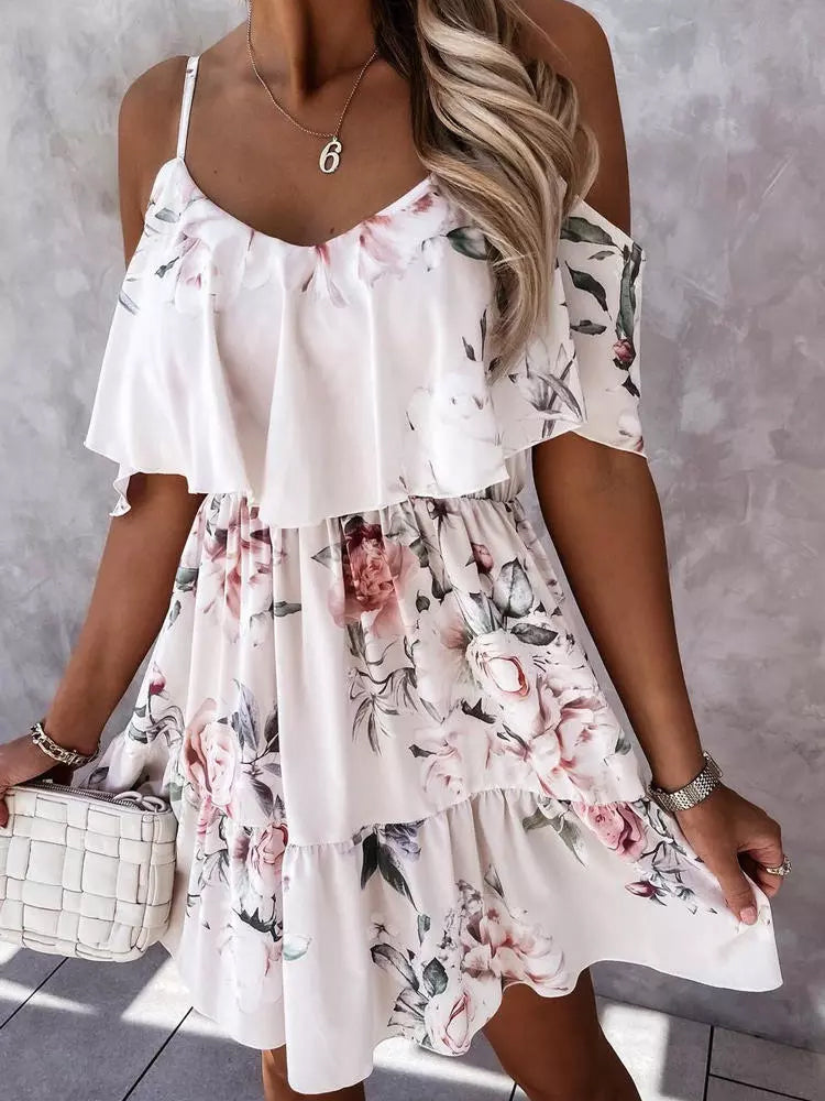 Jeanne - Off-Shoulder Mini-jurk met Bloemenprint