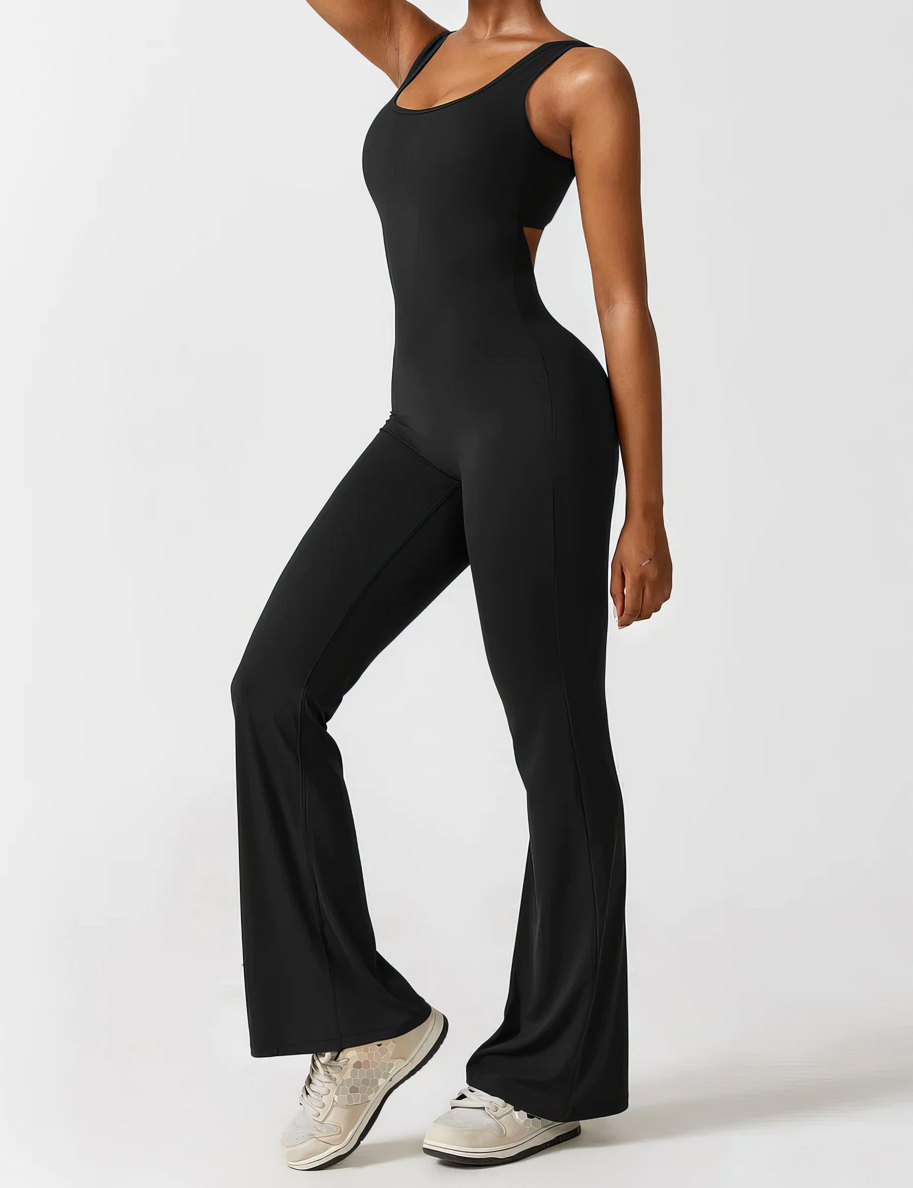 Monique - Jumpsuit Met Wijd Uitlopende Broek