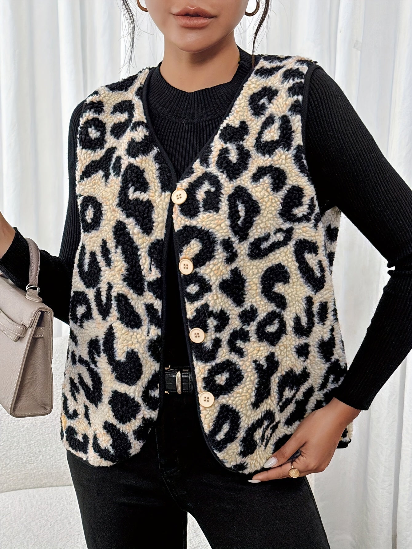 Mouwloos Vest Met Luipaard Print