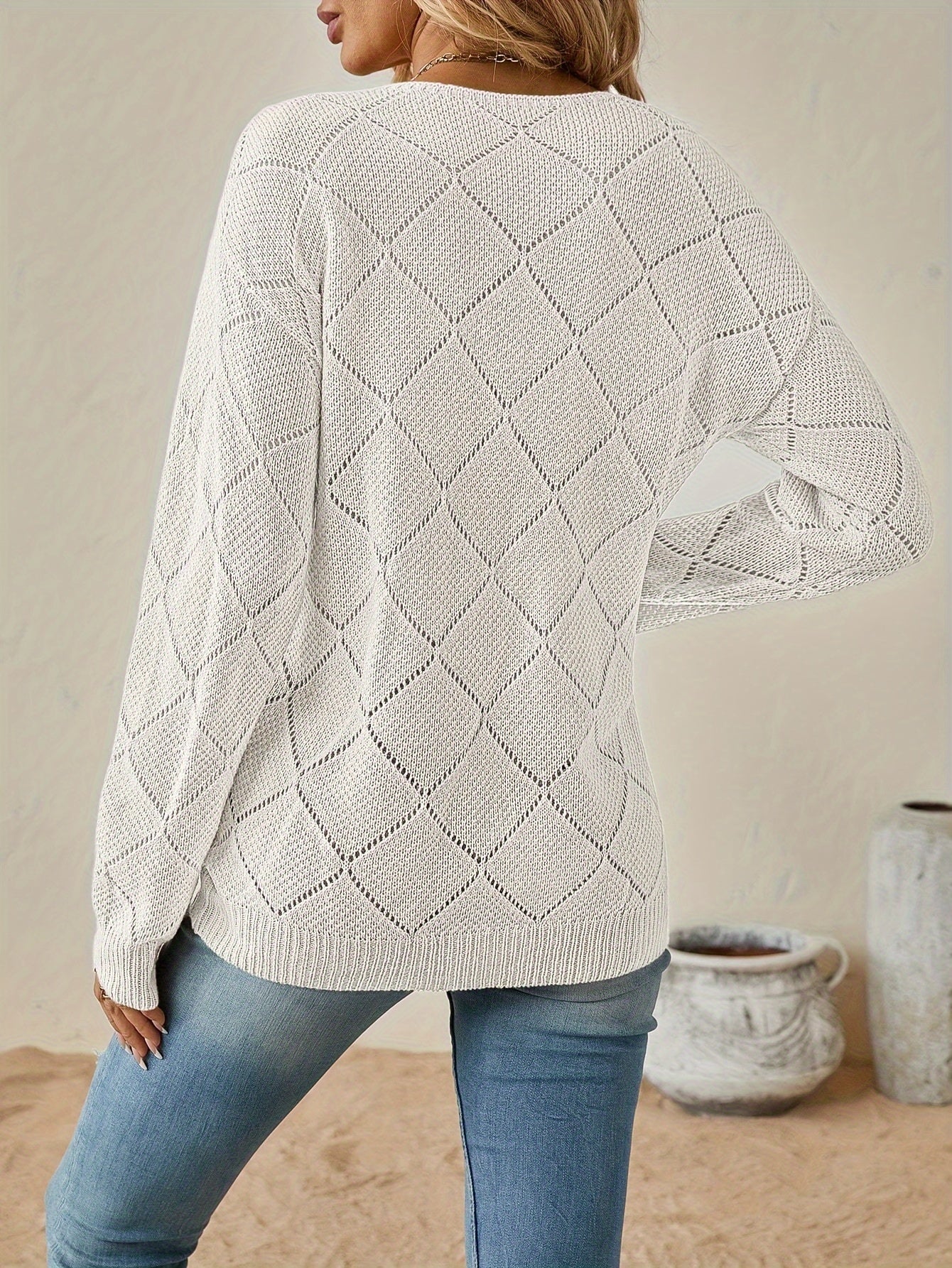 Geruite V-Hals Sweater