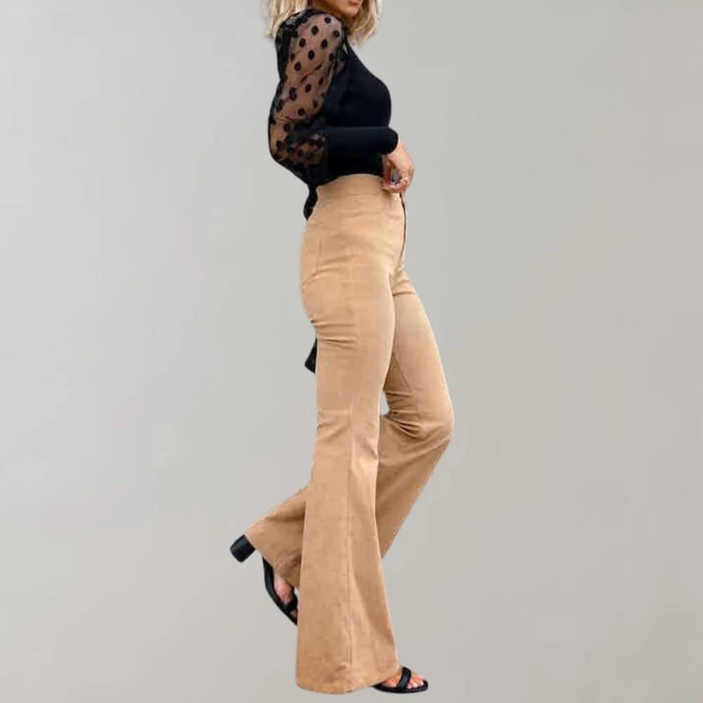 Dina - Trendy uitlopende corduroy broek