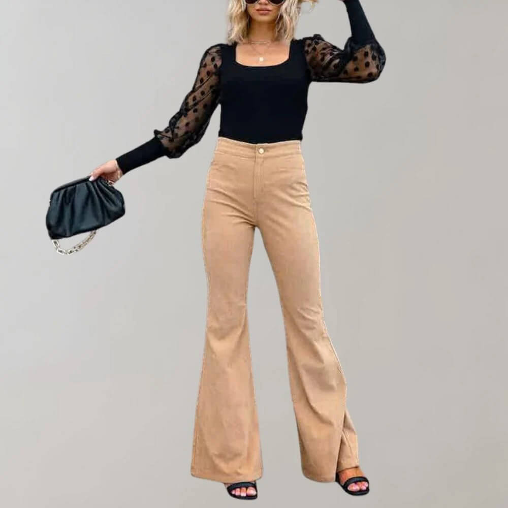 Dina - Trendy uitlopende corduroy broek