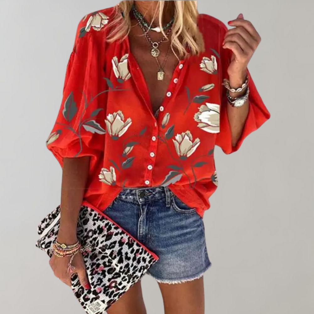 Els - Button Down Bloemenblouse