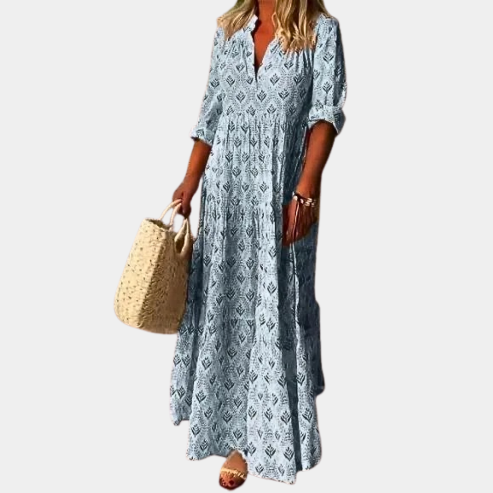 Sabrina - Casual Maxi Dress met Vintage Patroon