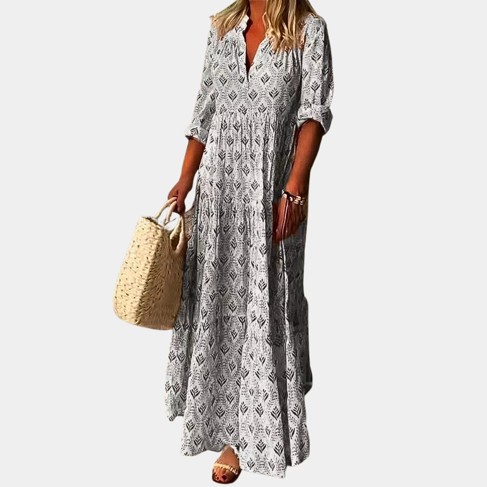 Sabrina - Casual Maxi Dress met Vintage Patroon