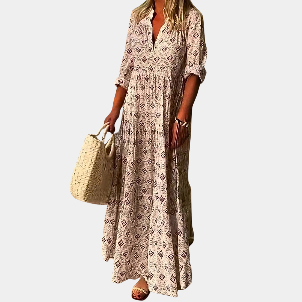 Sabrina - Casual Maxi Dress met Vintage Patroon