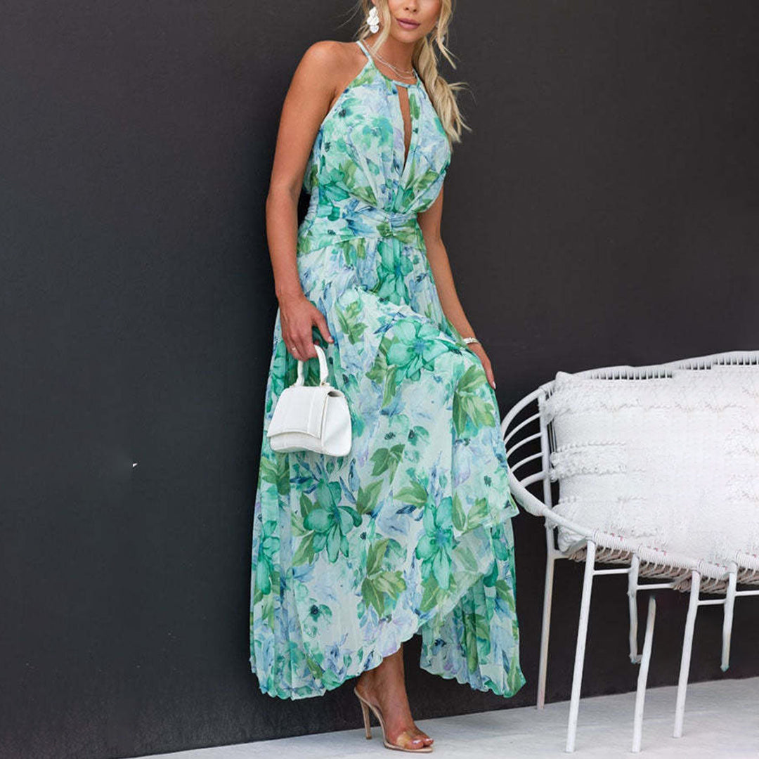 Queenie - Bloemen Hals Maxi Jurk