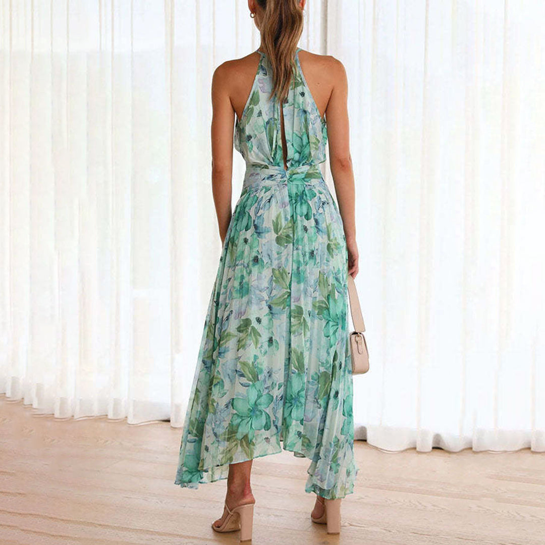 Queenie - Bloemen Hals Maxi Jurk