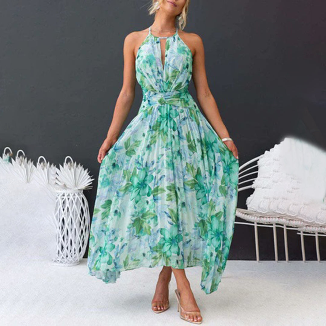 Queenie - Bloemen Hals Maxi Jurk