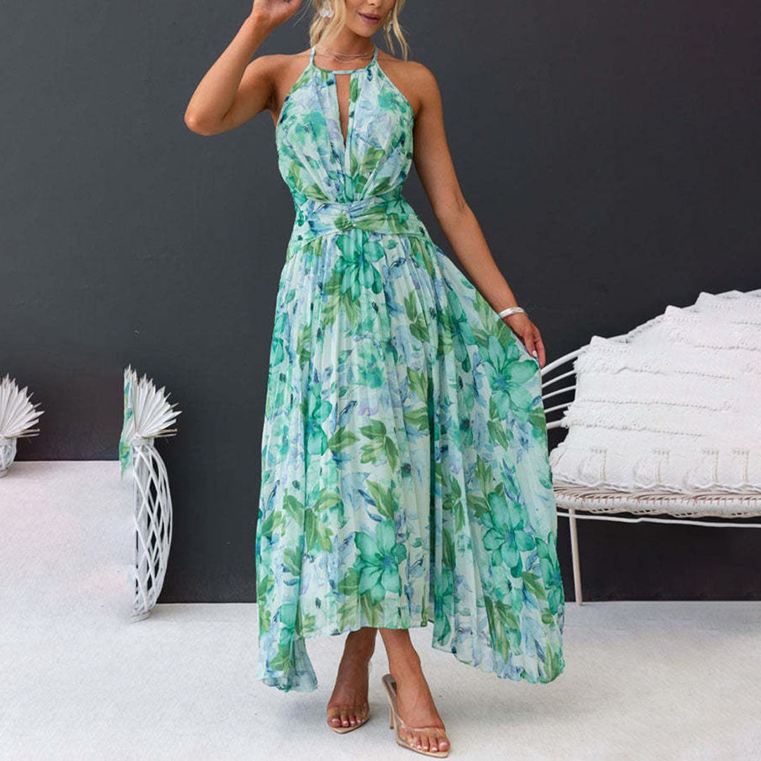 Queenie - Bloemen Hals Maxi Jurk