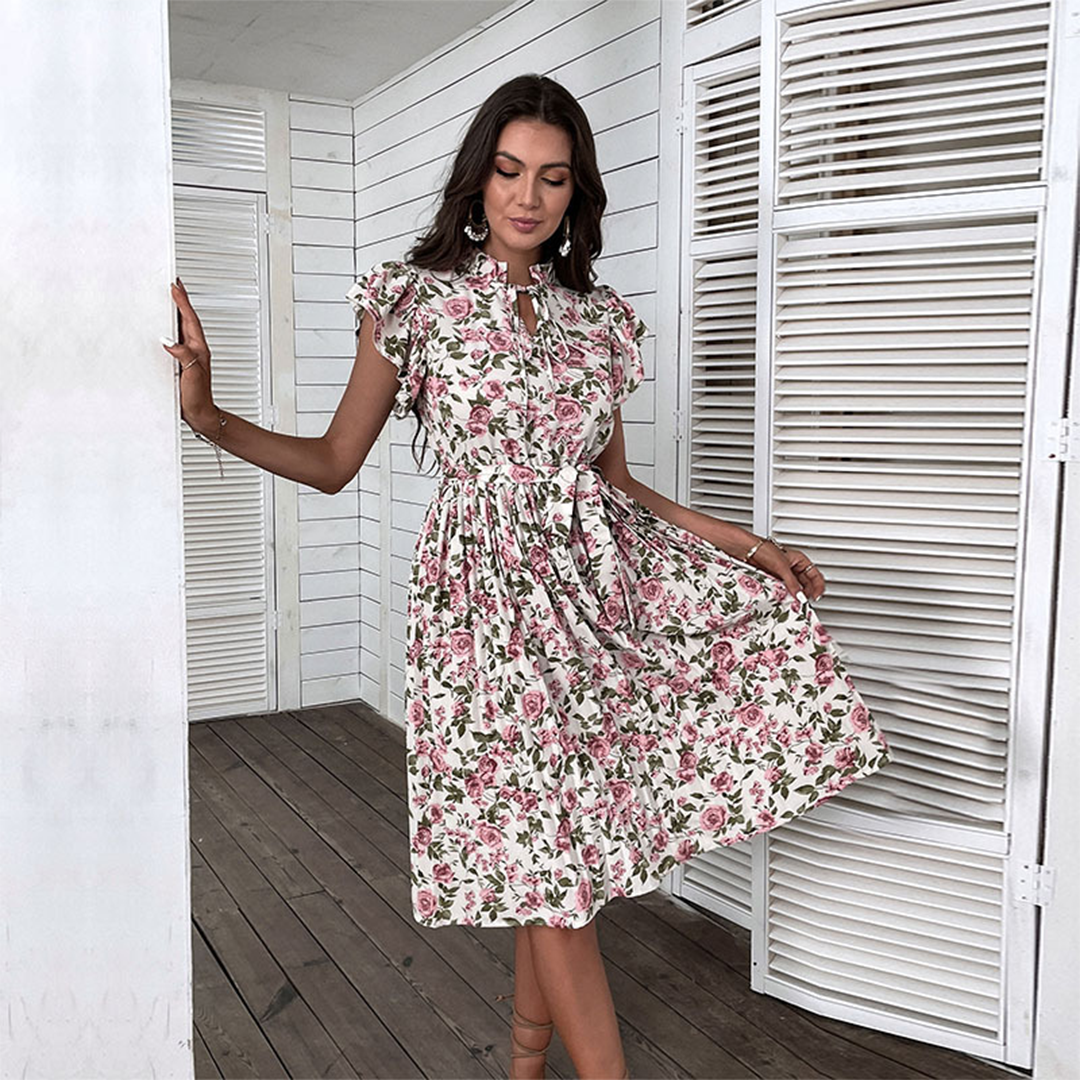 Alicia - Elegante Bloemen Midi-Jurk