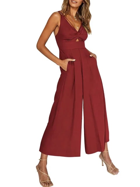 Ankie - Elegante Mouwloze Jumpsuit met Wijde Pijpen