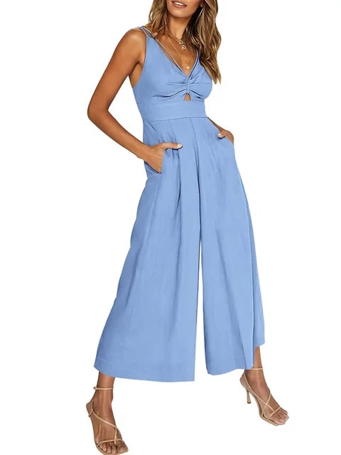 Ankie - Elegante Mouwloze Jumpsuit met Wijde Pijpen