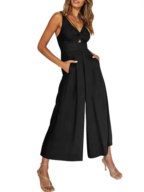 Ankie - Elegante Mouwloze Jumpsuit met Wijde Pijpen