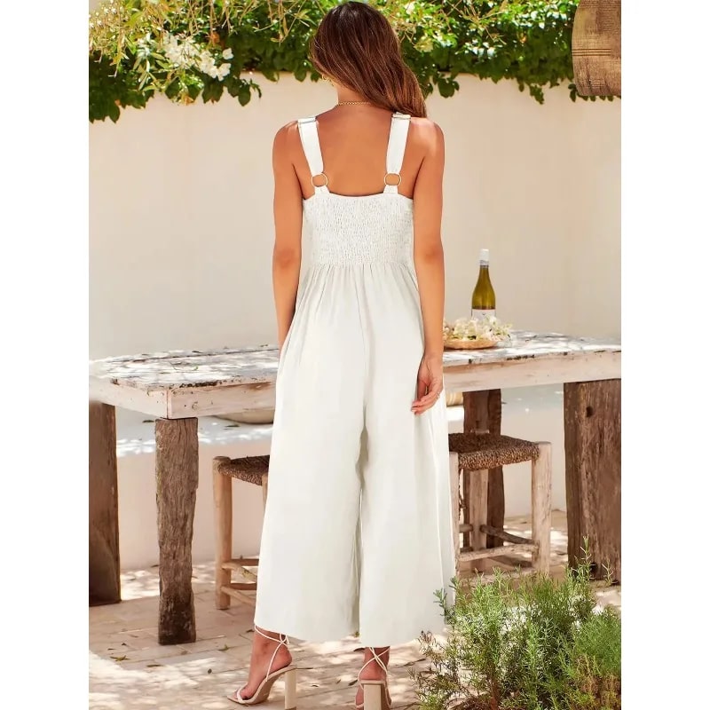 Ankie - Elegante Mouwloze Jumpsuit met Wijde Pijpen