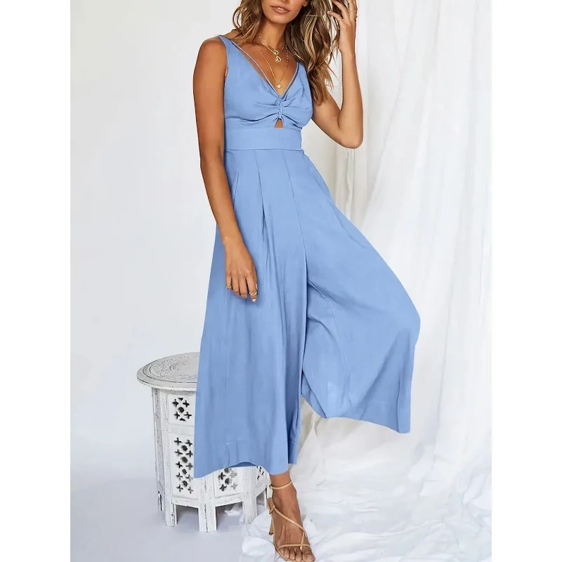 Ankie - Elegante Mouwloze Jumpsuit met Wijde Pijpen