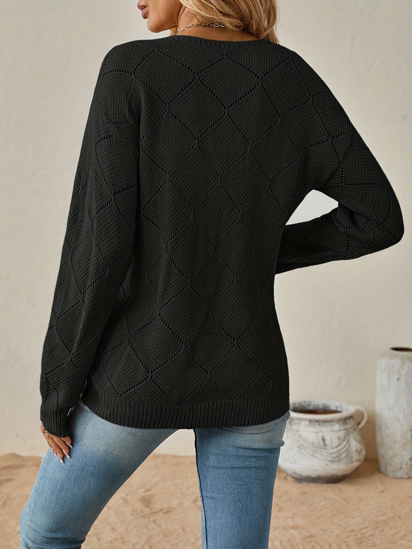 Geruite V-Hals Sweater