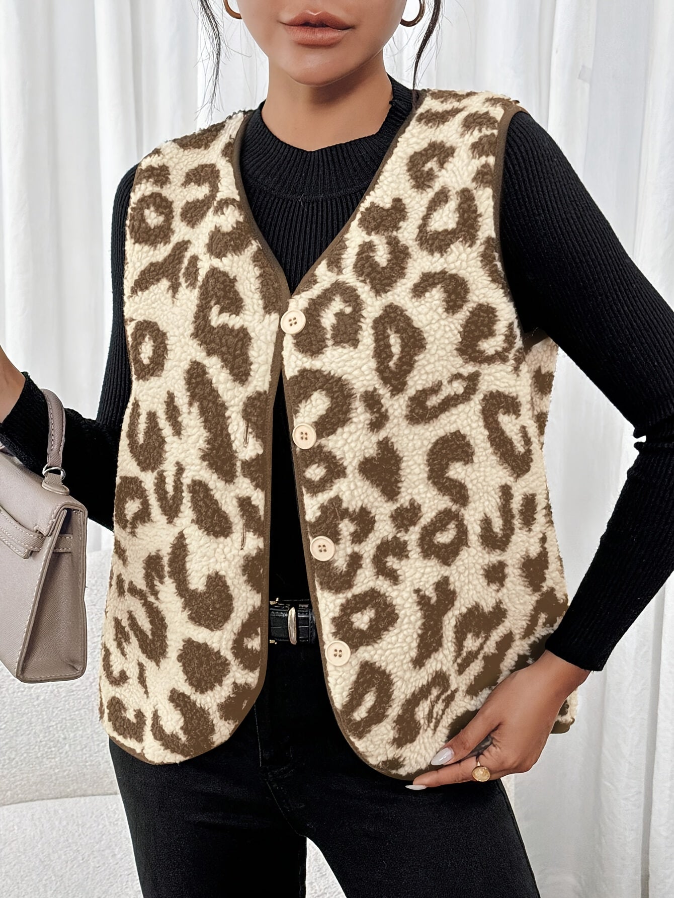 Mouwloos Vest Met Luipaard Print