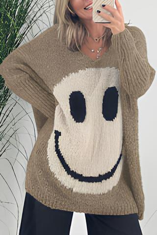 Caitlyn - Elegante Smiley Trui met Lange Mouwen