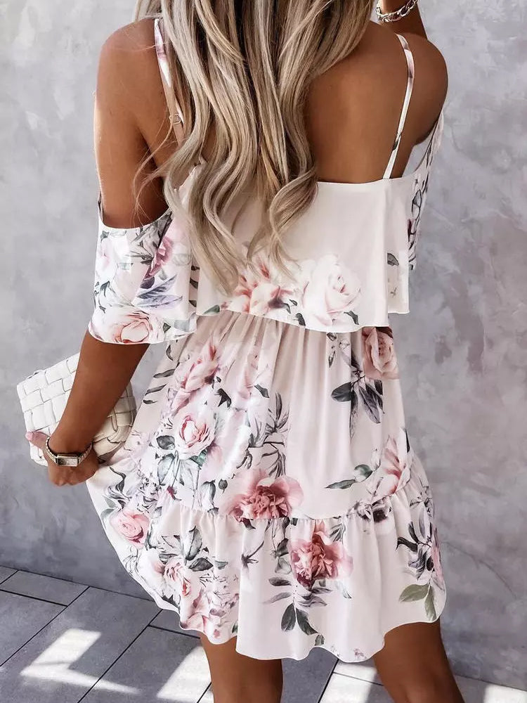 Jeanne - Off-Shoulder Mini-jurk met Bloemenprint